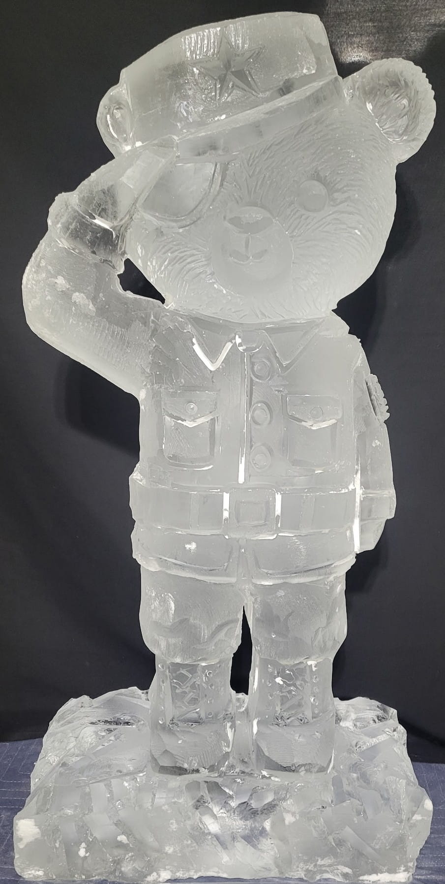 Teddy bear ice sculpture