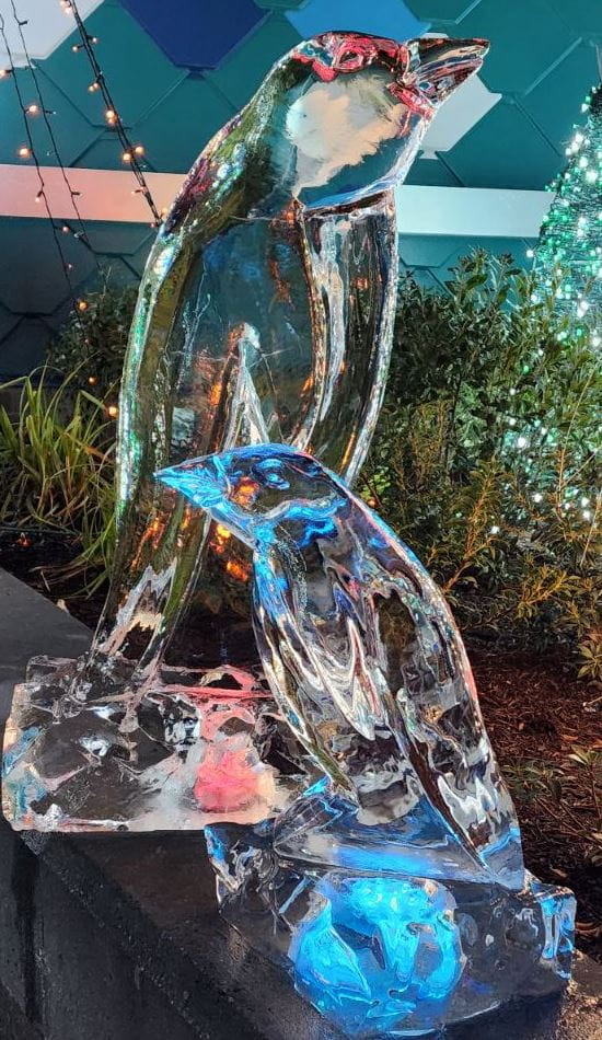 Tropical fish ice sculpture