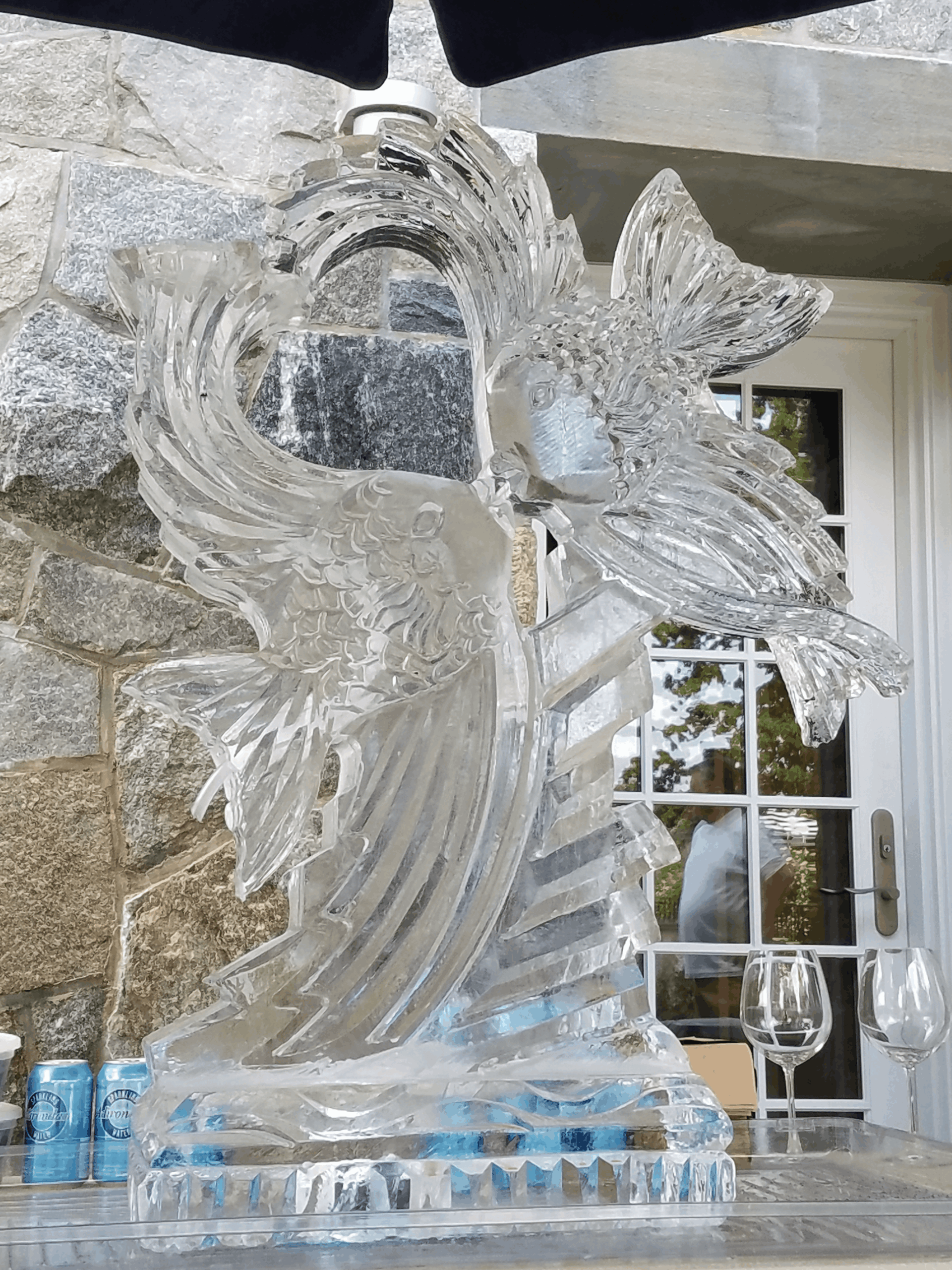 Phoenix ice sculpture with spread wings