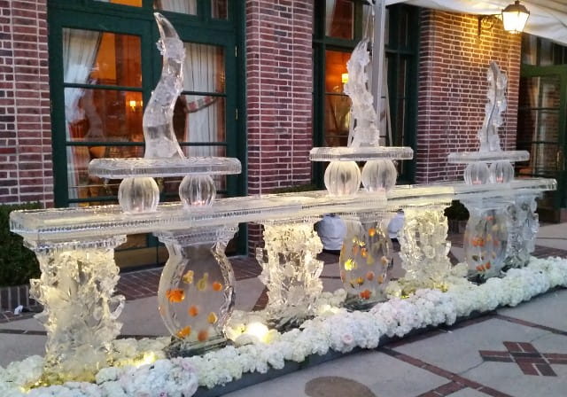20 Feet - Fall Theme Bar - gords frozen into legs, carved leaf accents