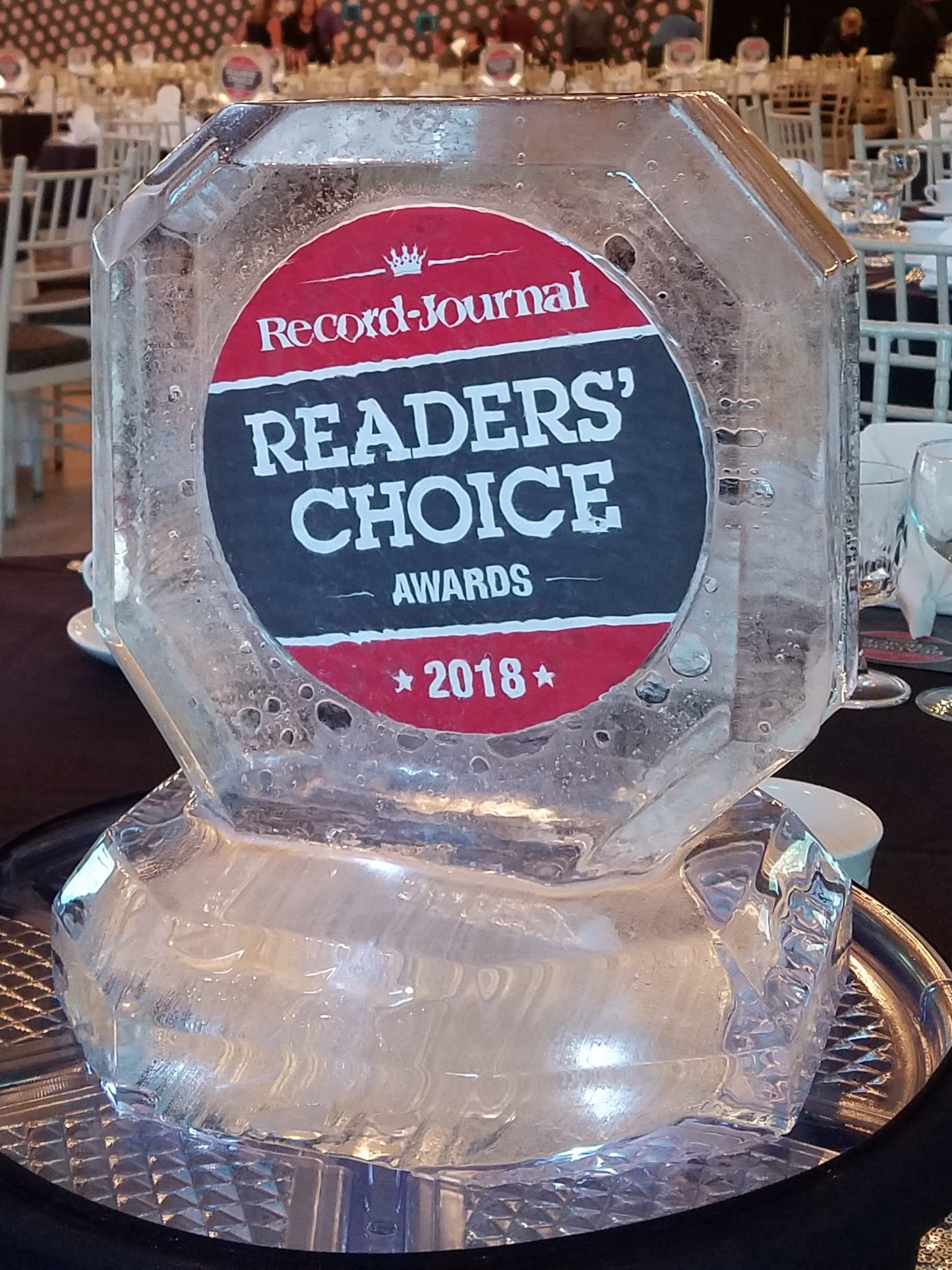 Readers' Choice award ice sculpture