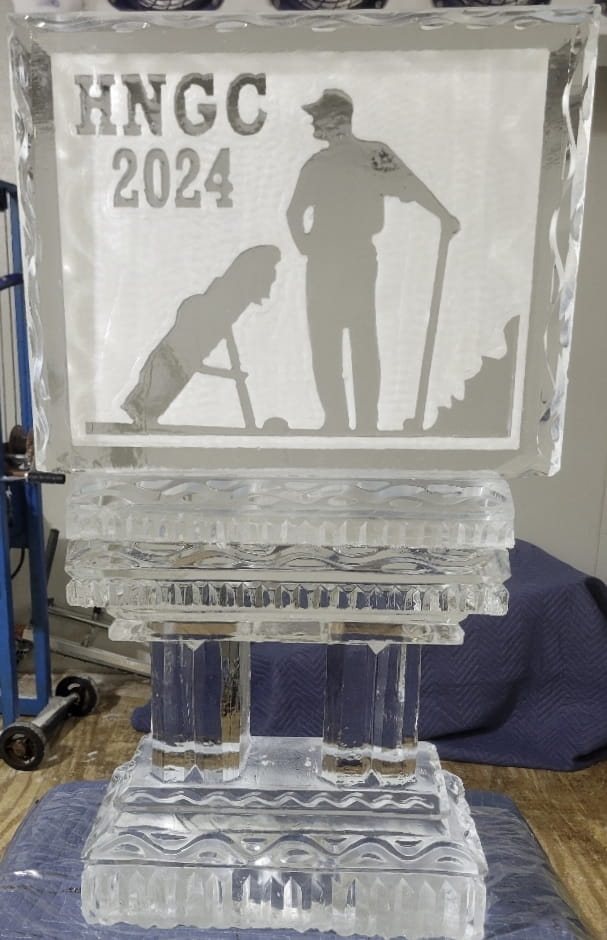 Golfer silhouette commemorative ice sculpture