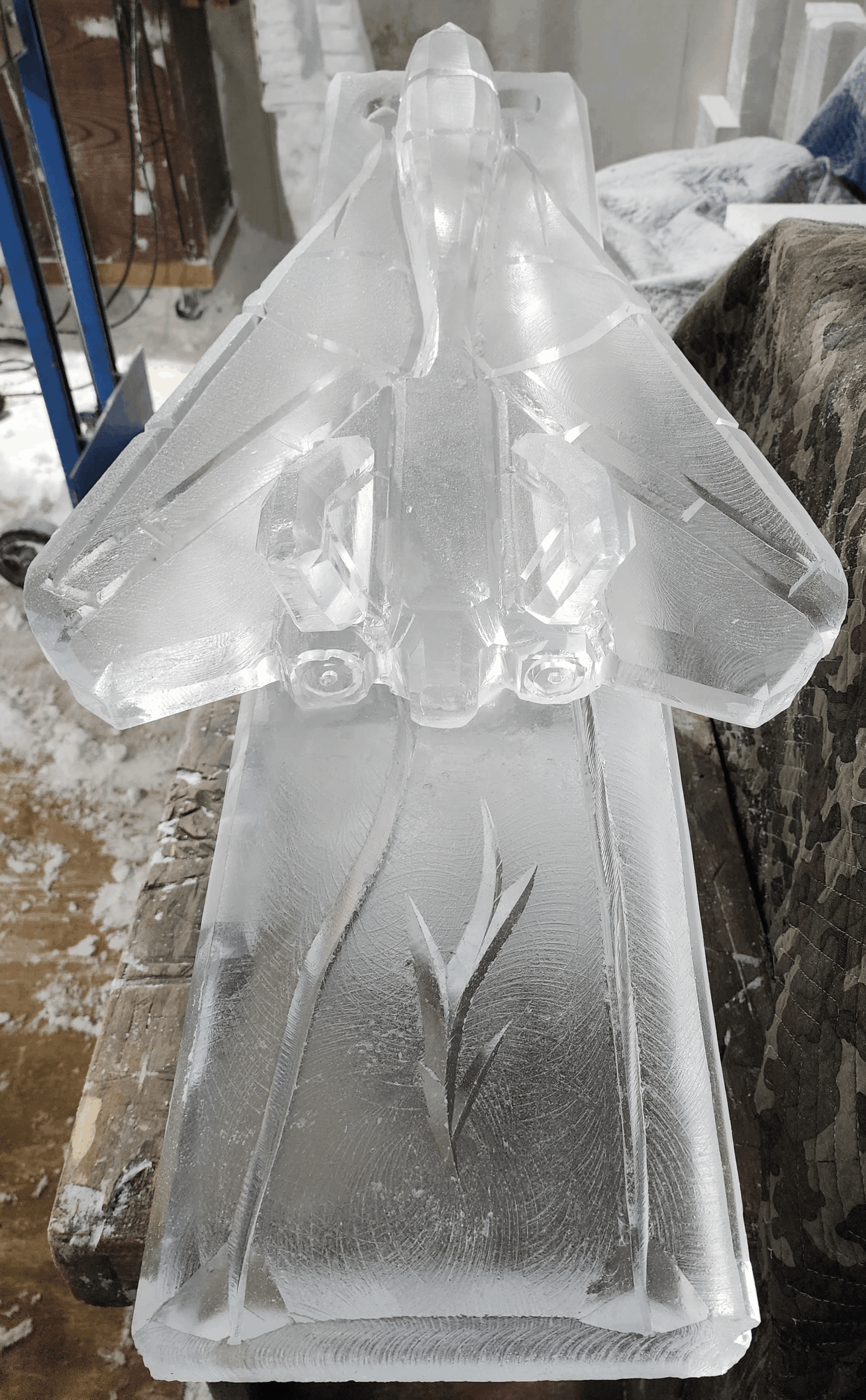 Wedding gown ice sculpture