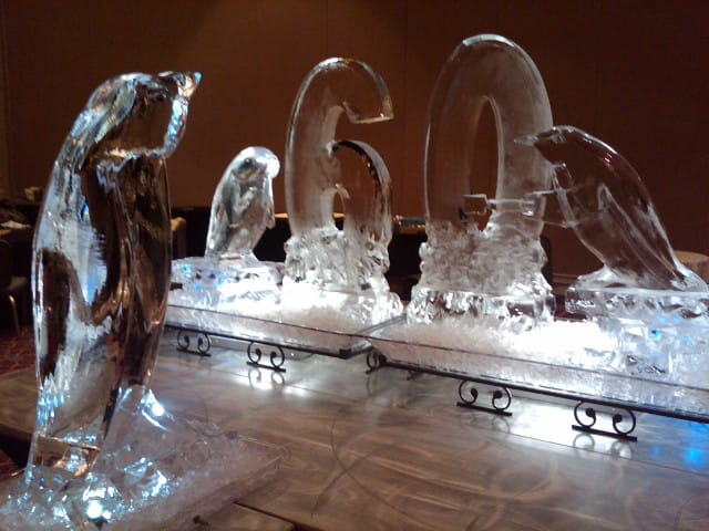 Number 60 engraved ice sculpture