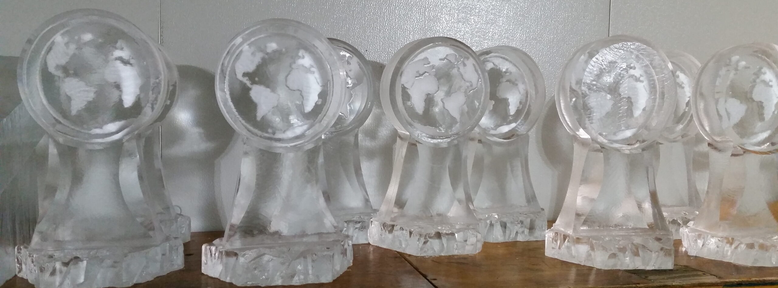 Pair of owl ice sculptures