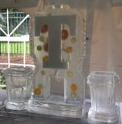 Custom ice sculpture with decorative inserts