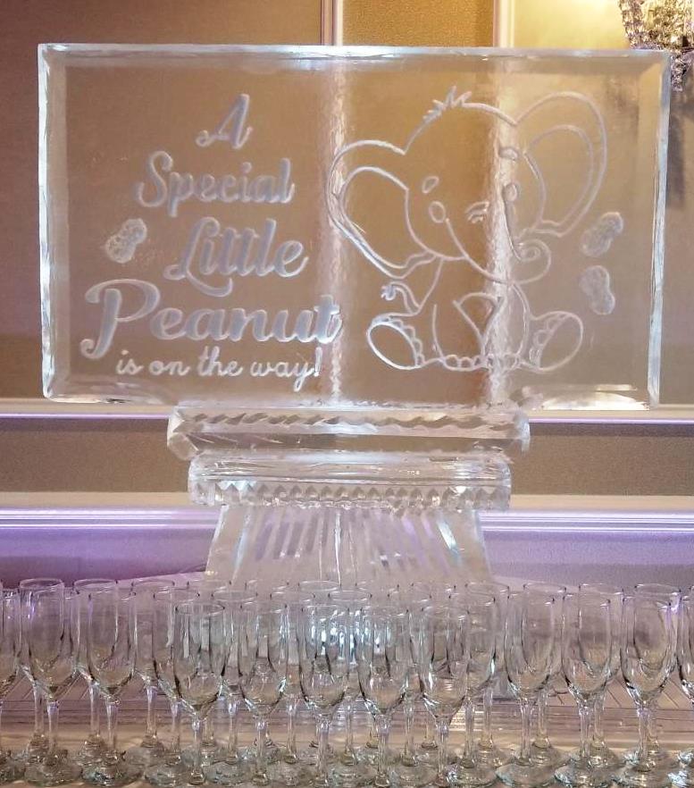 Personalized wedding ice sculpture with engraved names