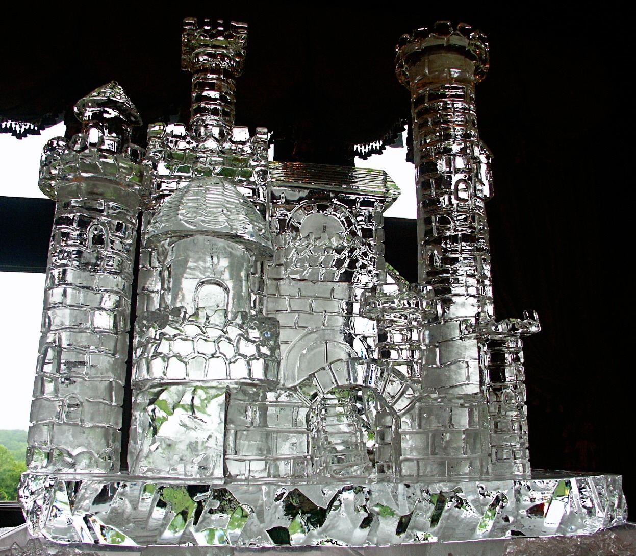 Castle-themed ice sculpture display
