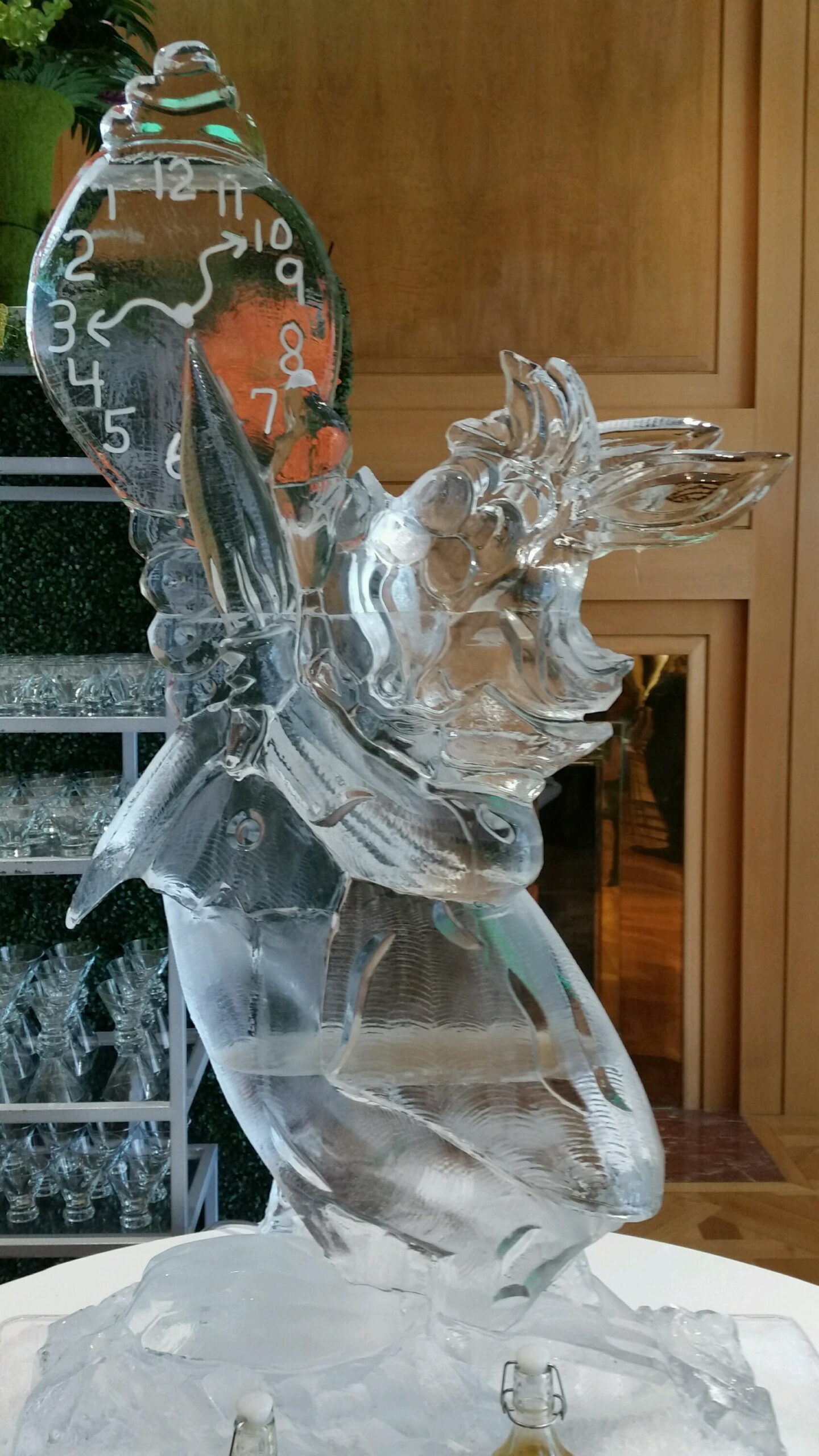 Rearing horse ice sculpture centerpiece