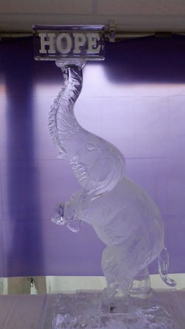 Elephant ice sculpture