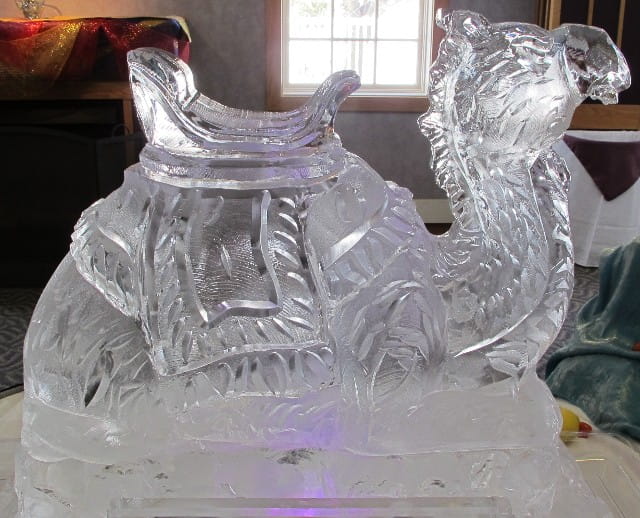Rooster ice sculpture centerpiece