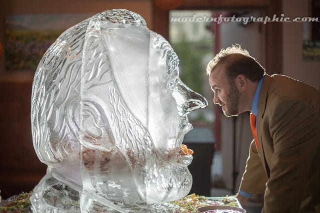 Artistic face profile ice sculpture