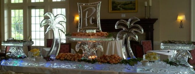 Palm tree themed custom ice sculpture