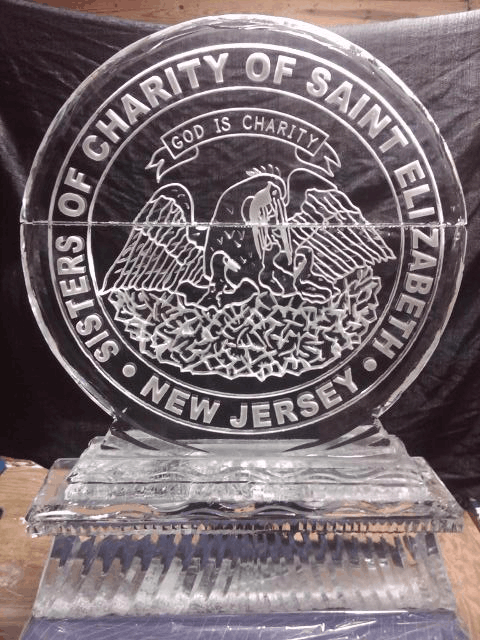 Saint Peter's University seal ice sculpture