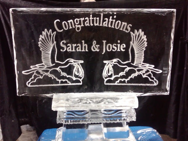 Congratulations Sarah & Josie wedding ice sculpture