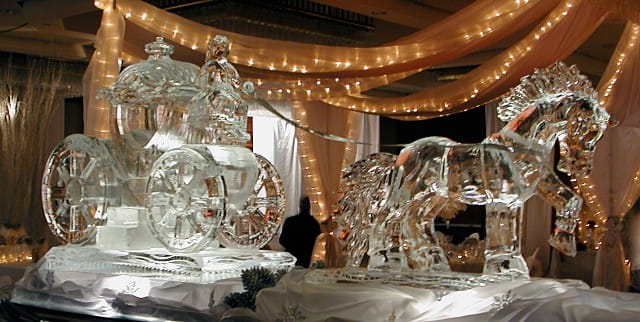 Elegant ice buffet display for catered event