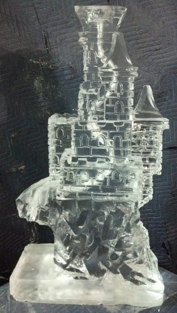 Detailed dragon ice sculpture for event decoration