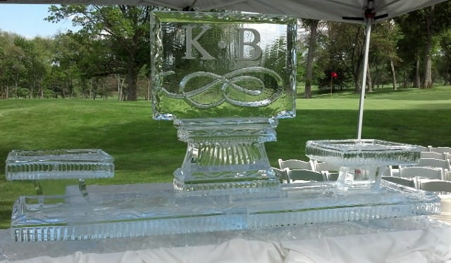 KB monogram wedding ice sculpture