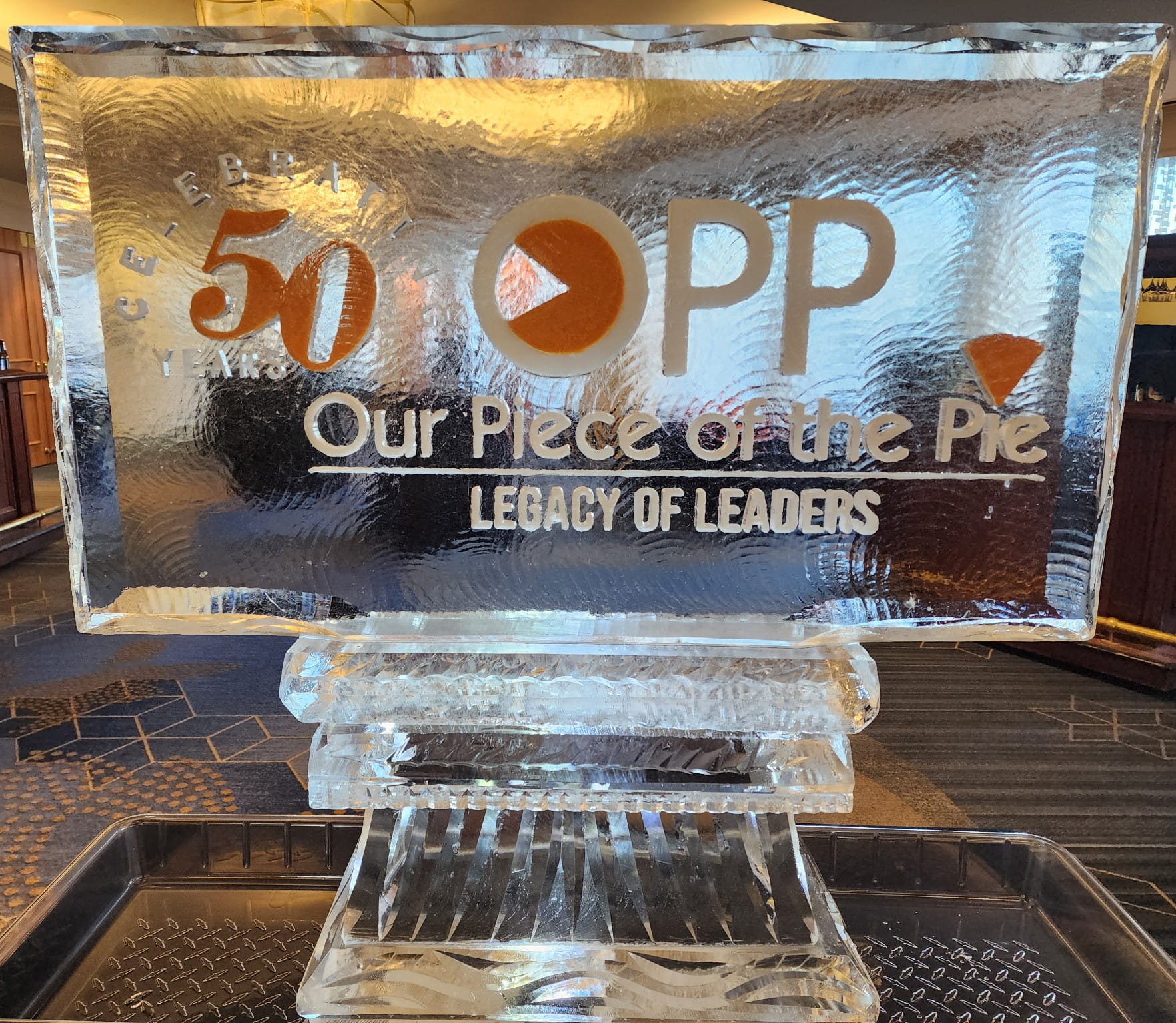 50th anniversary branded ice sculpture