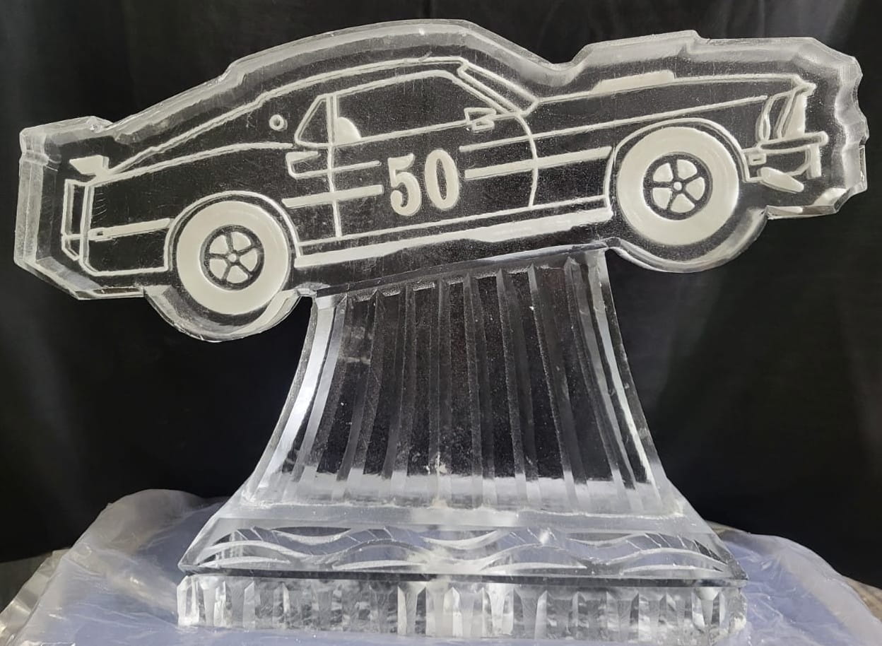 Classic car 50th anniversary ice sculpture