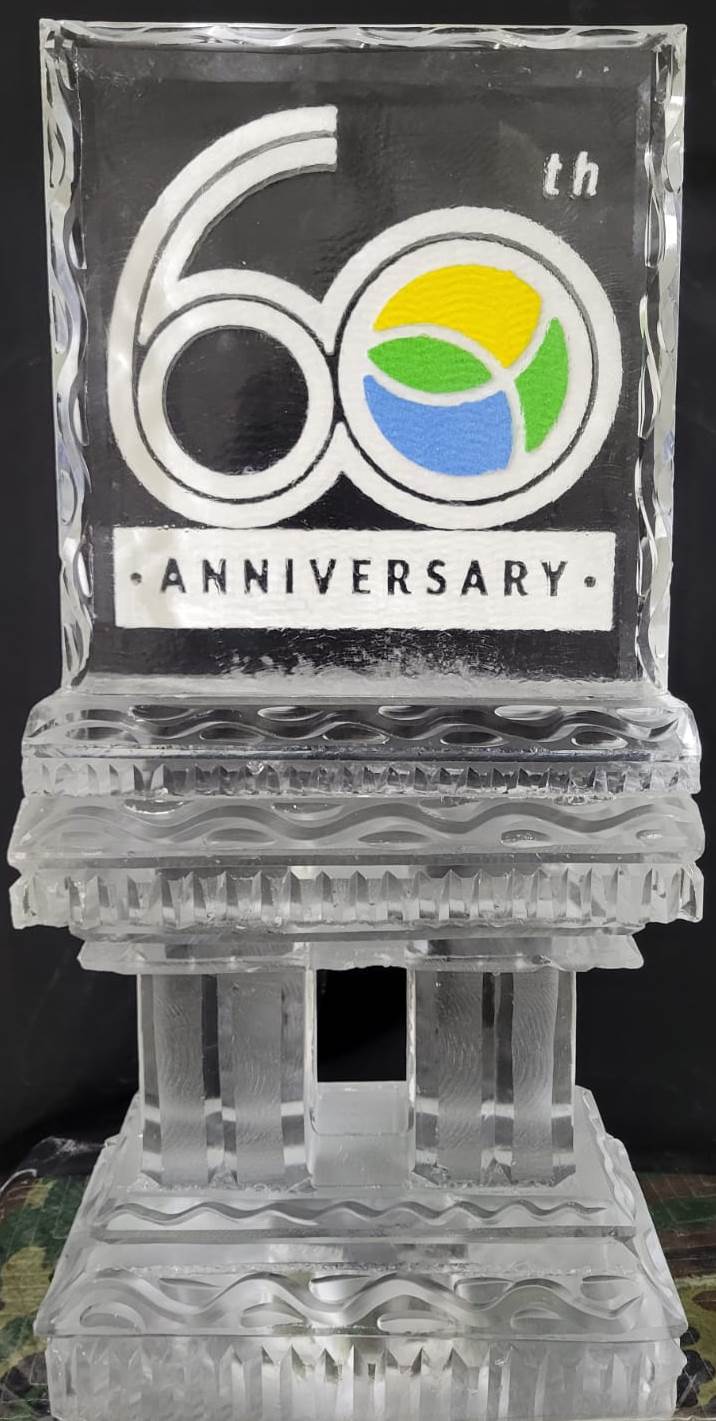 Corporate anniversary logo ice sculpture