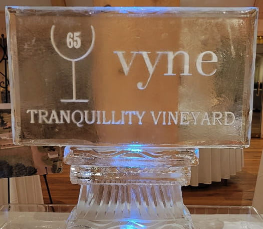Vyne Tranquility Vineyard branded ice sculpture
