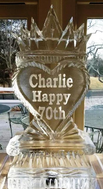 Personalized Charlie celebration ice sculpture