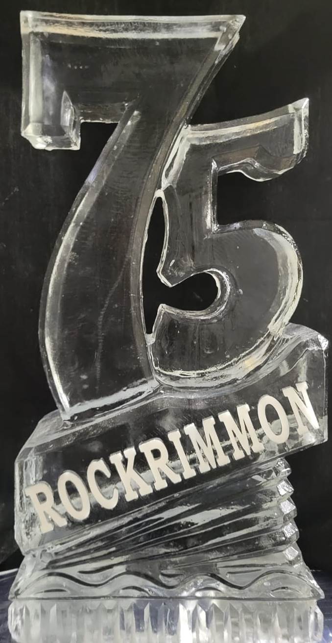 75th anniversary carved ice sculpture