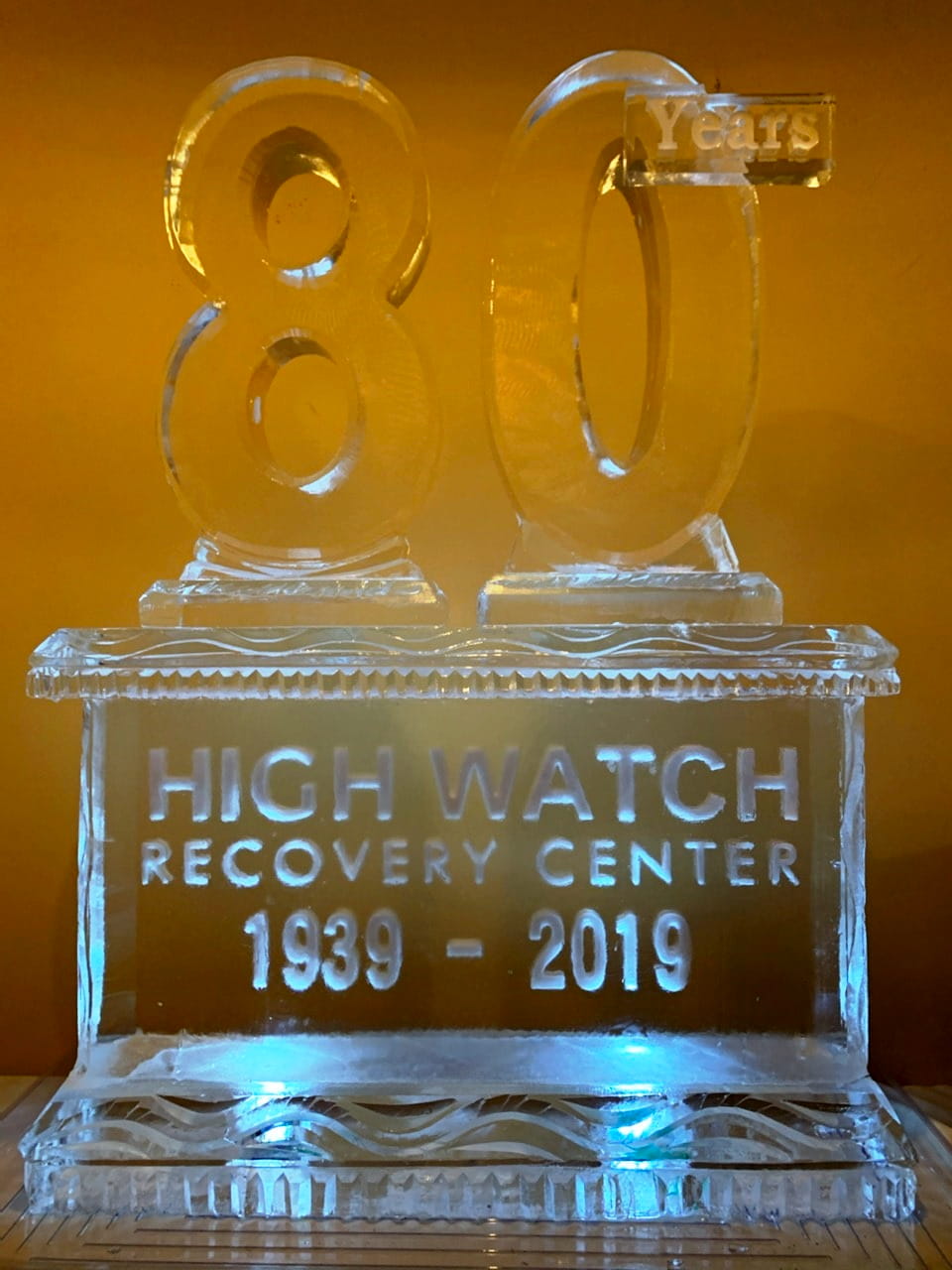 80th anniversary ice sculpture display
