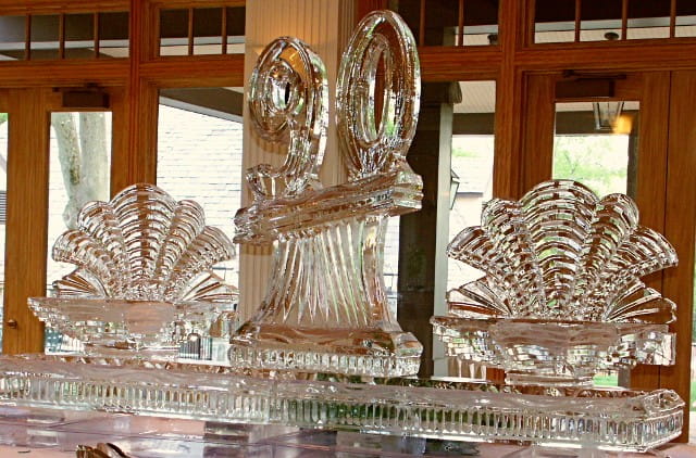 90th anniversary engraved ice sculpture