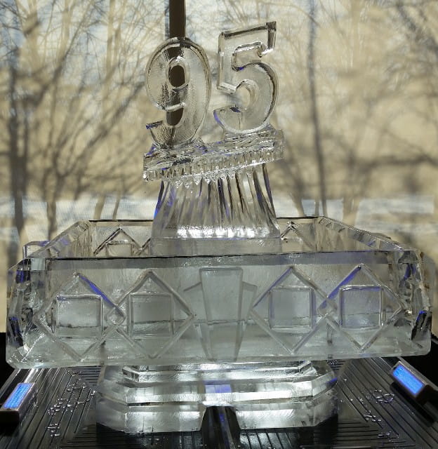 95th ice sculpture centerpiece