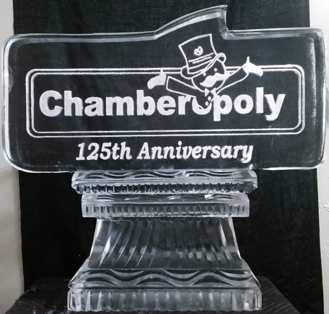 Chamberopoly 125th Anniversary ice sculpture