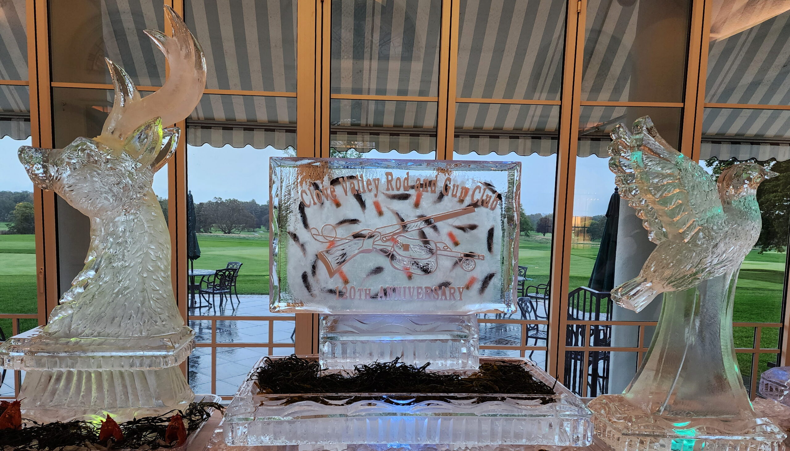 100 milestone ice sculpture centerpiece