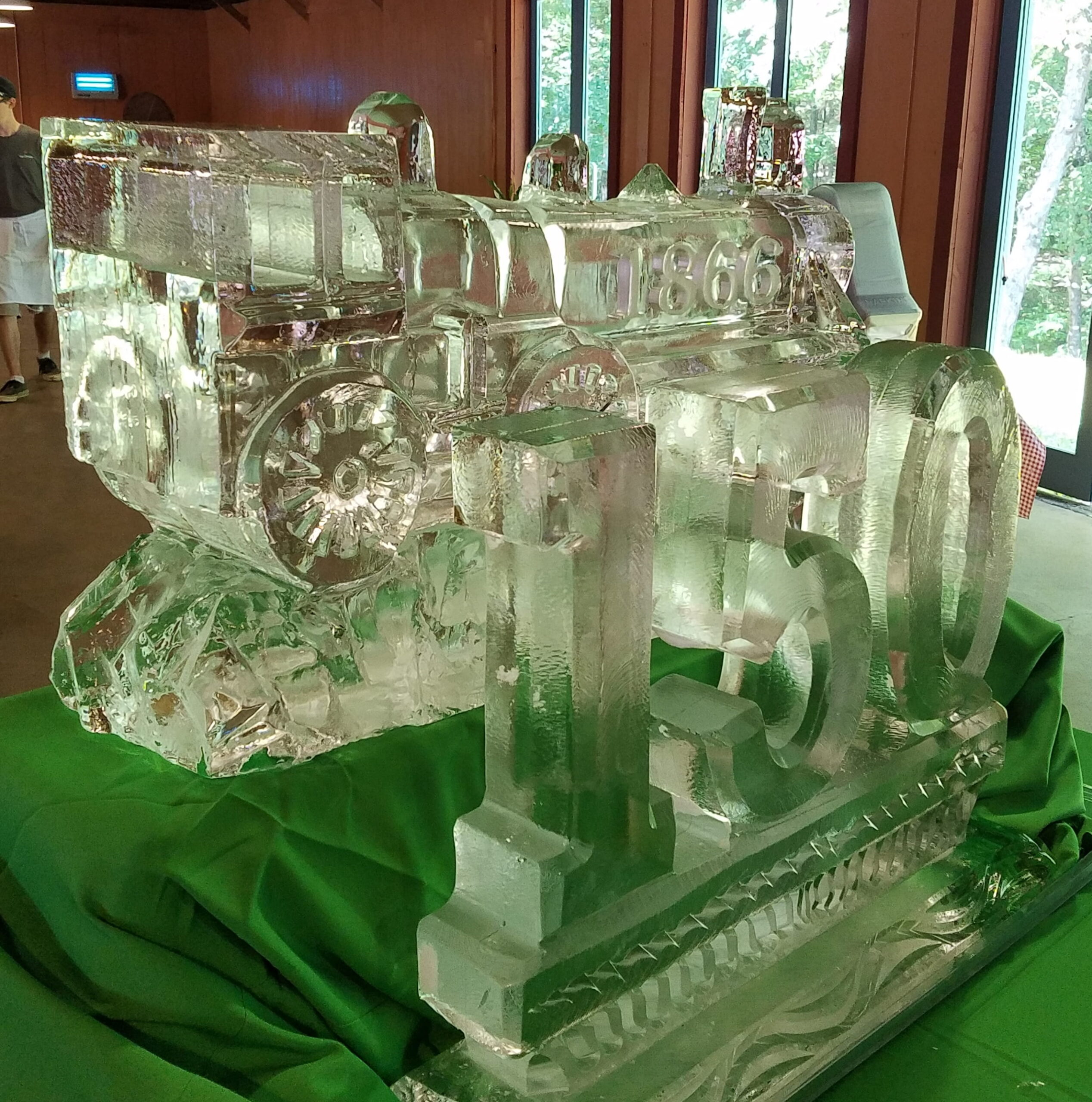 Ice bar with carved ice mug display
