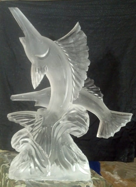 Leaping dolphin ice sculpture