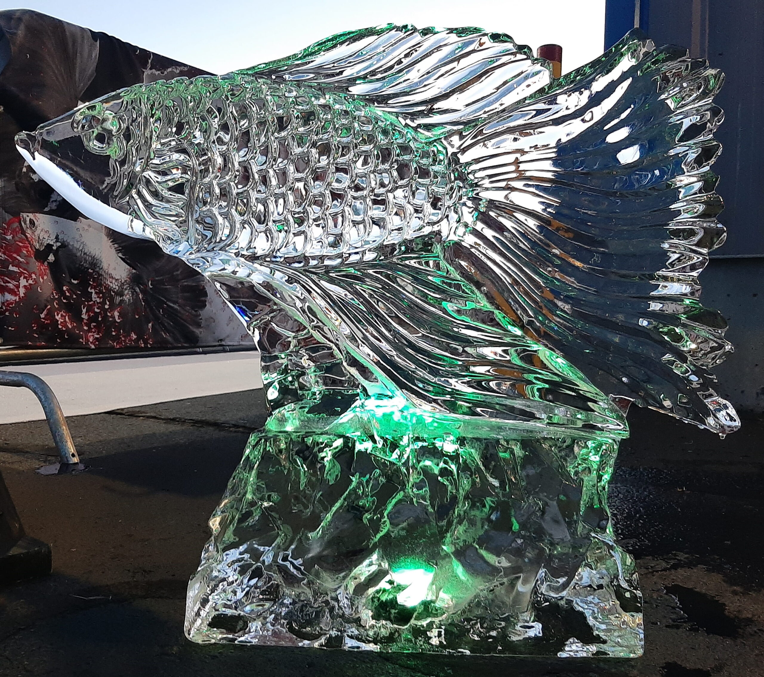 Tropical fish ice sculpture