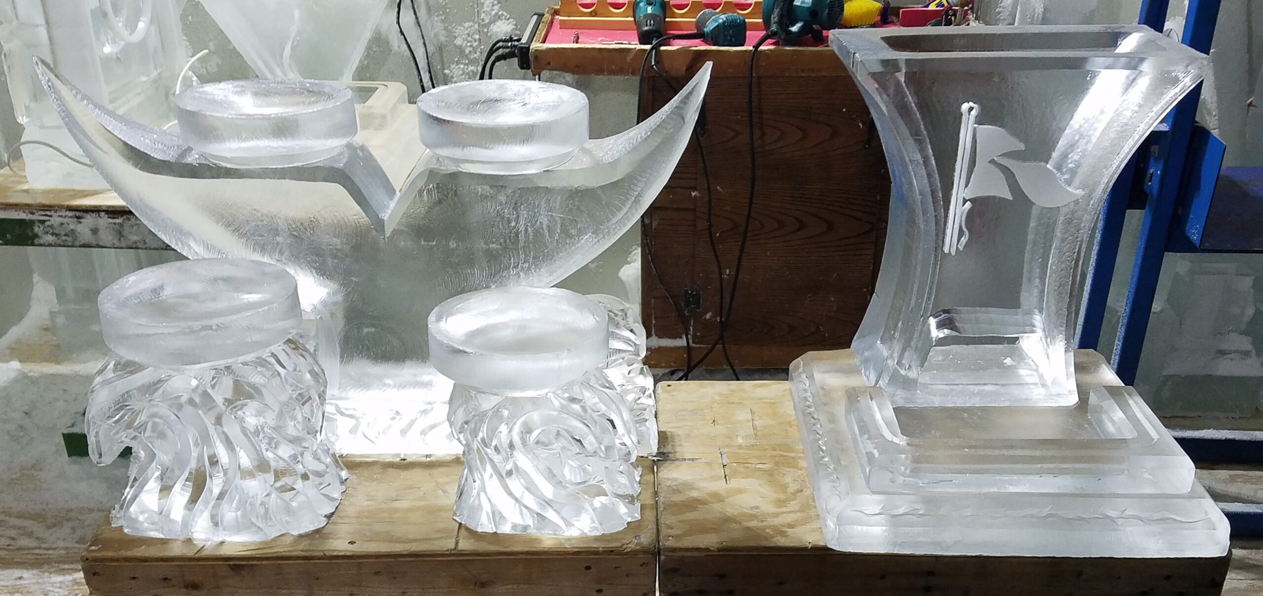 Swan ice sculpture