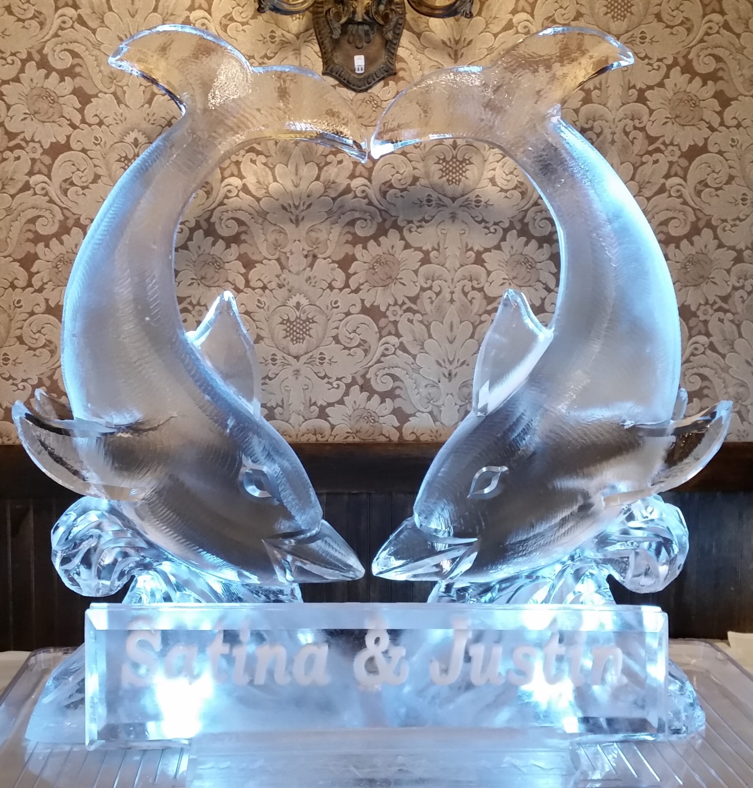 Horseshoe ice sculpture centerpiece
