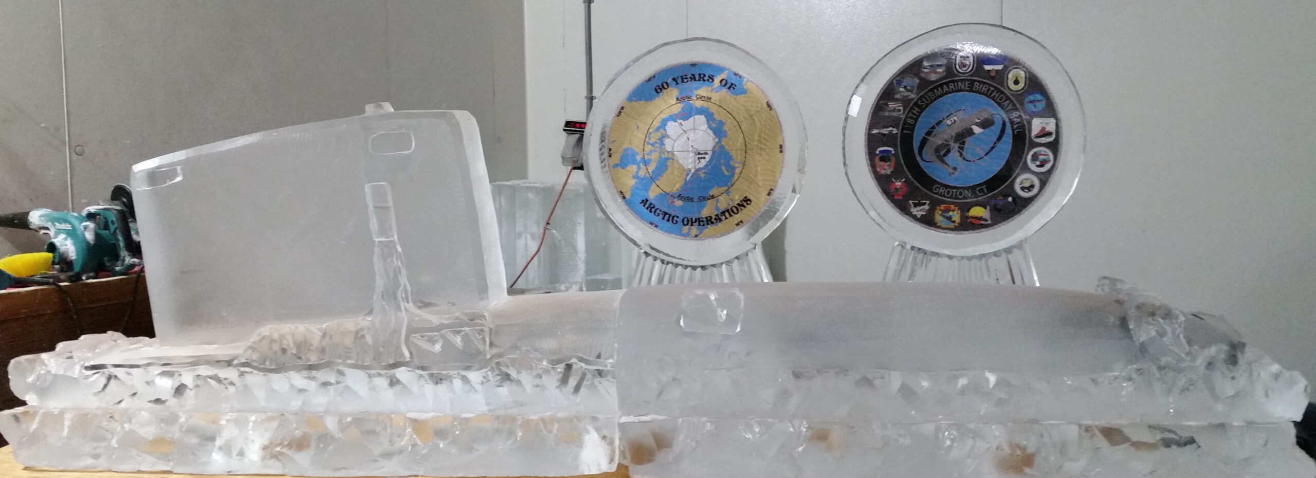 Custom logo ice sculpture