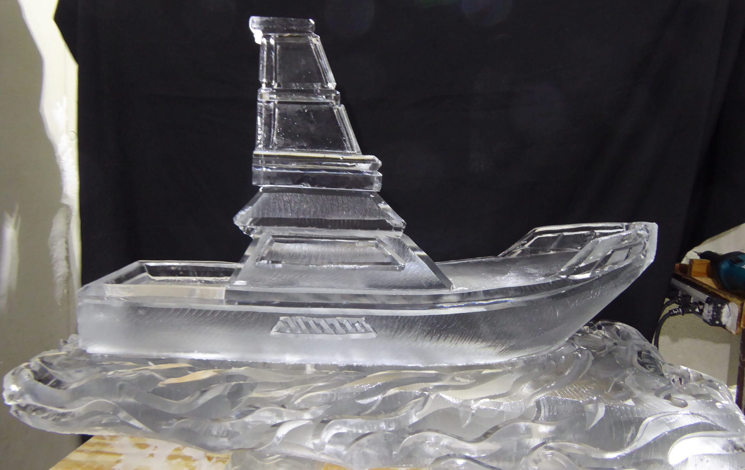 Beverage bottle ice sculpture