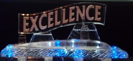 Excellence Resorts engraved ice sculpture