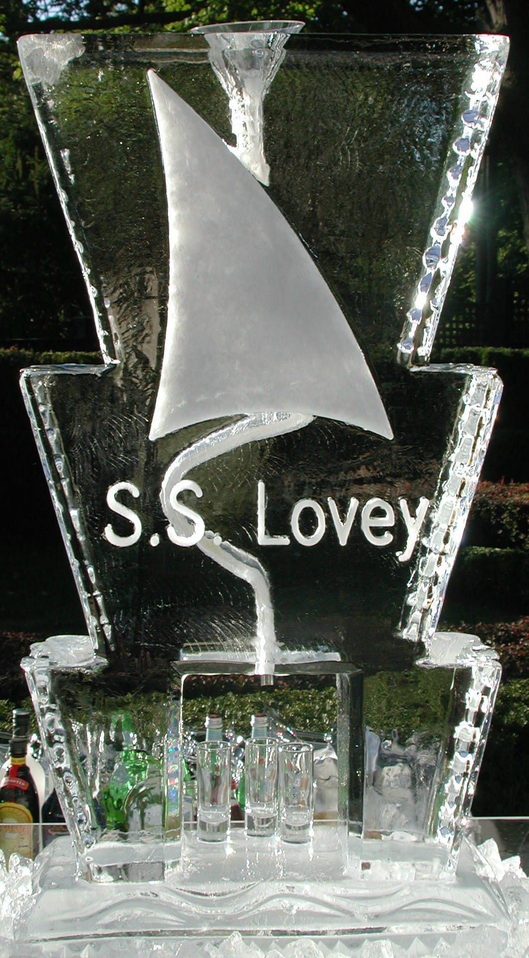 S.S. Lovey sailboat ice sculpture