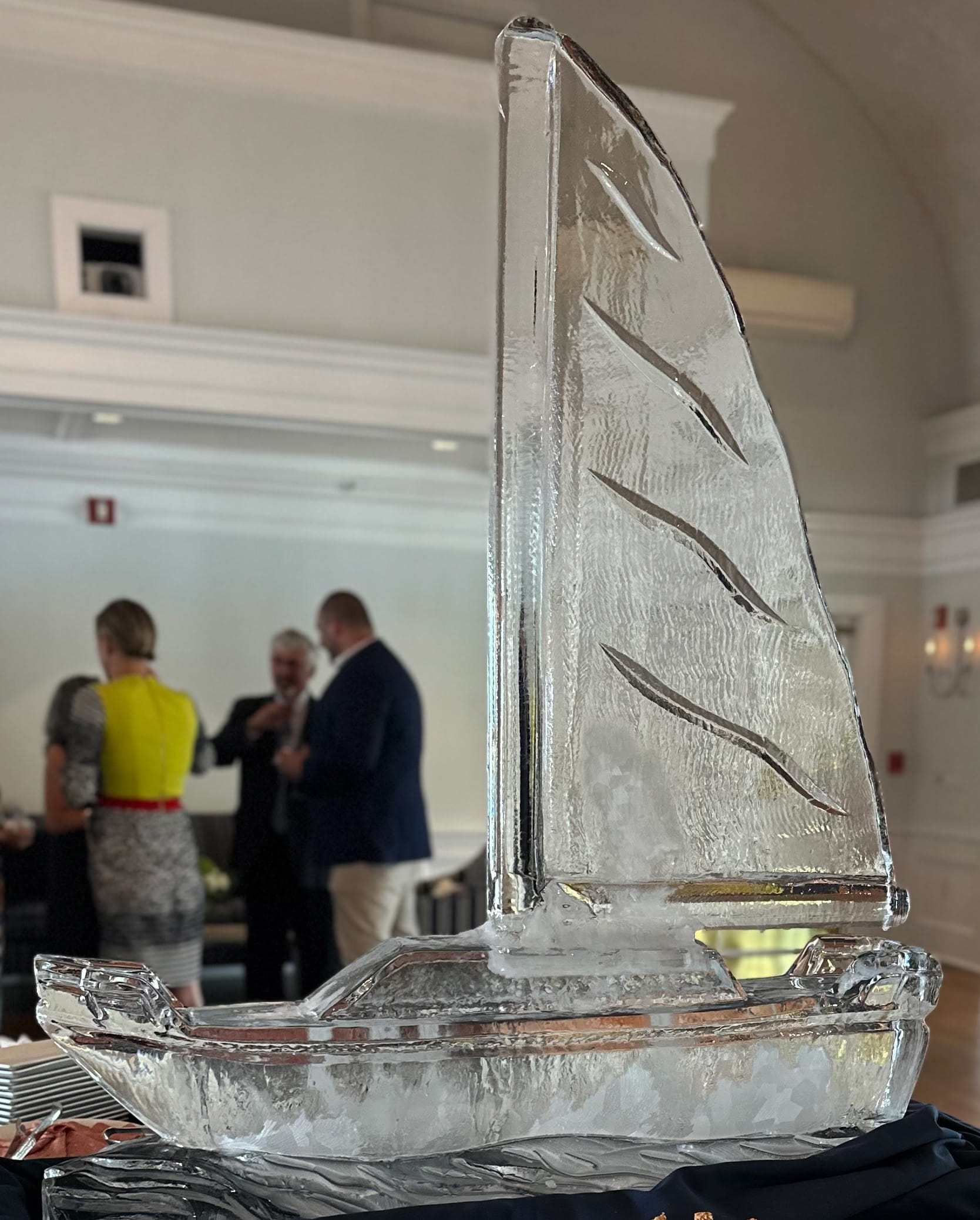 Elegant sail ice sculpture