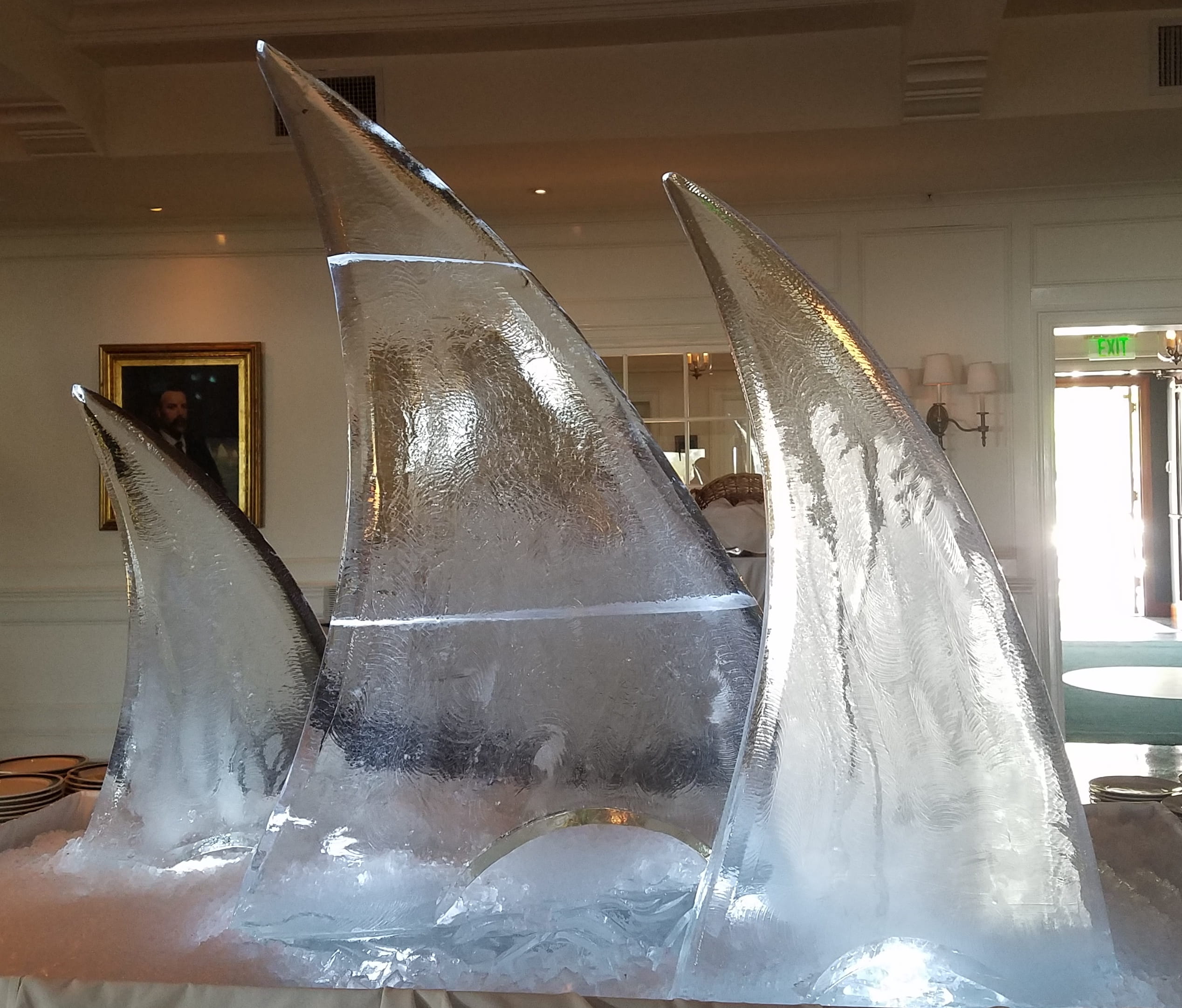 Sailboat ice sculpture centerpiece