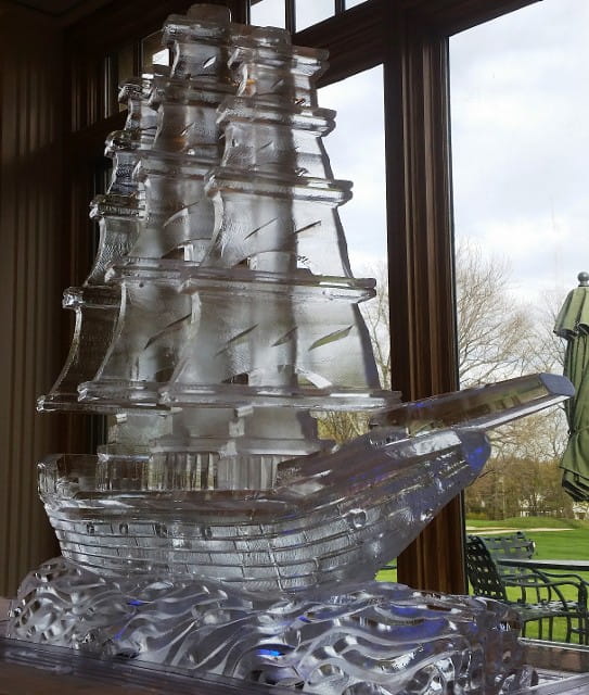 Tiered ice tower sculpture