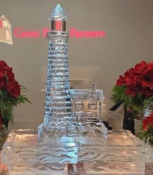 Custom engraved ice tower display