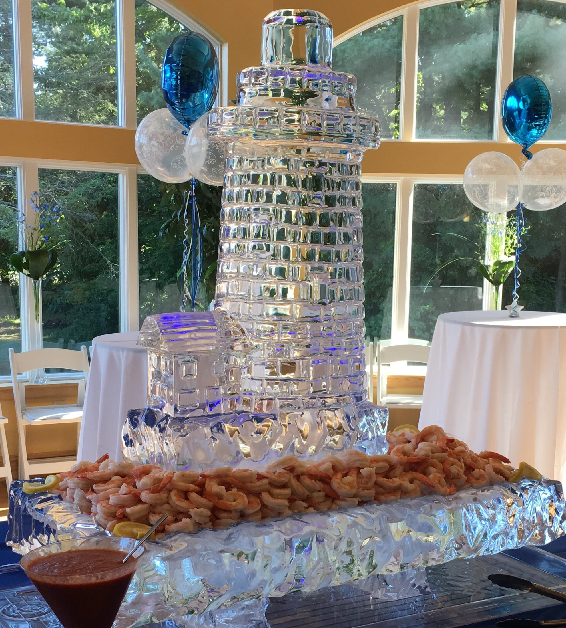 Illuminated ice tower centerpiece