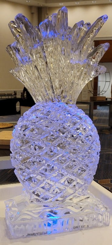 Decorative pineapple ice sculpture