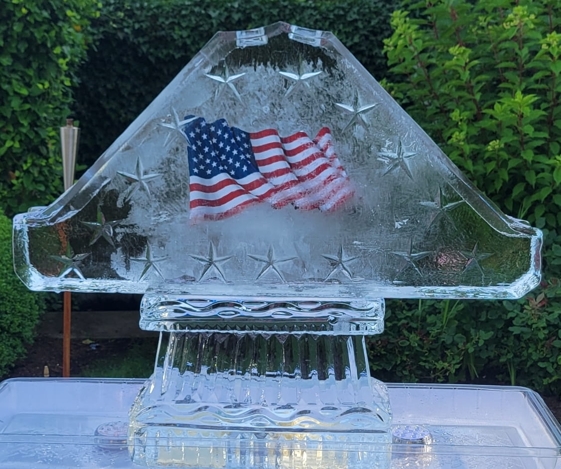American flag ice sculpture