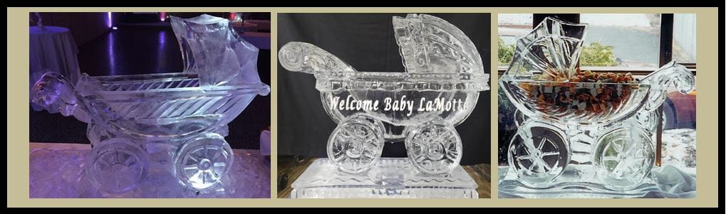 Baby shower ice sculpture display